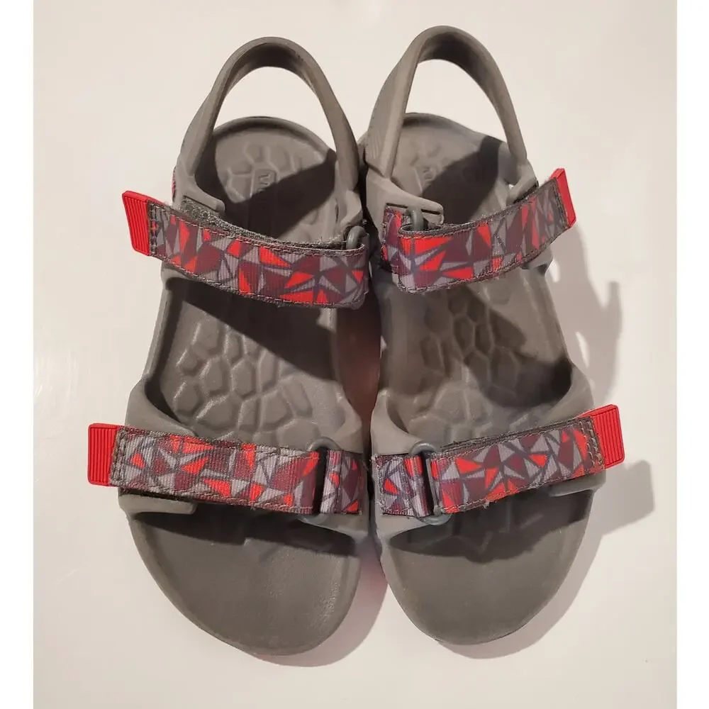 Merrell Boys Hydro Drift Waterproof Double Strap Sandals Youth Size 12 Gray Red